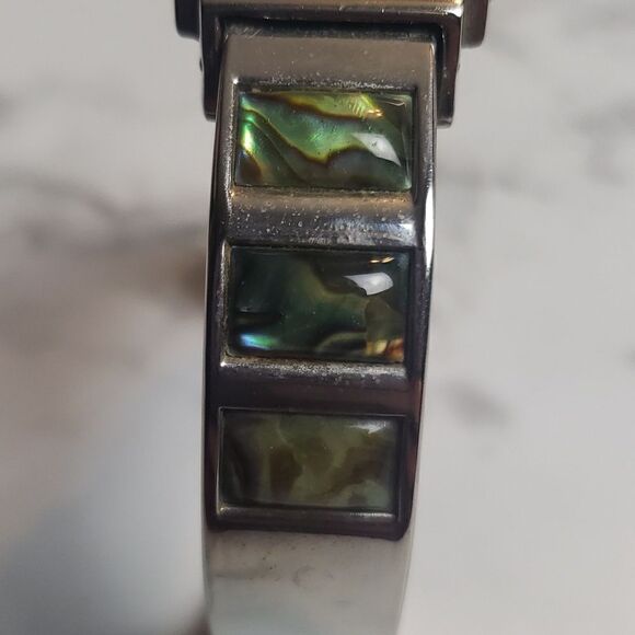 Studio Time Analog Wristwatch Silver & Iridescent Cuff Band Rectangular Face main image 8